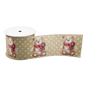 Winter teddybeer op polka dots lint