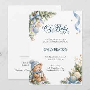 Winter Teddybeer Versiering Baby Shower Kaart