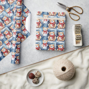 Winter Teddyberen Cadeaupapier