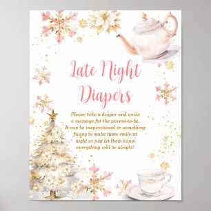 Winter Thee Feest Baby Shower Late Night Luier Poster