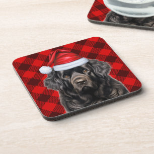 Winter Thema Newfoundland Hond Rood Vakantie Plaid Bier Onderzetter