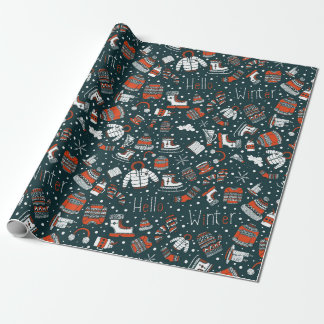 winter thema patroon cadeaupapier