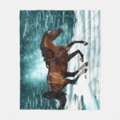 Winter Theme Galloping Arabian Horse Fleece Deken (Voorkant)