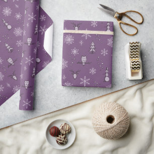 Winter Things Wrapping Paper - Plum, Fig, Dust Cadeaupapier