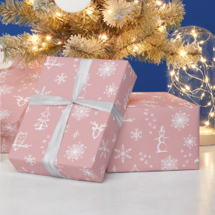 Winter Things Wrapping Paper - Roos + Sneeuw Cadeaupapier