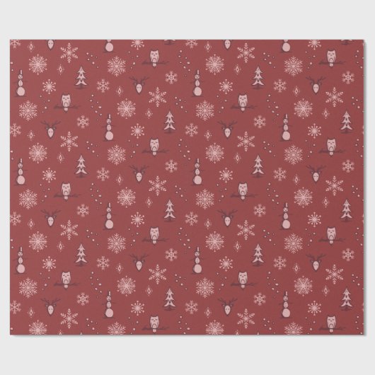 Winter Things Wrapping Paper - Ruby, Wijn, Roos Cadeaupapier (Vlak)