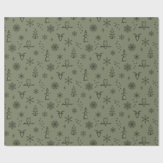 Winter Things Wrapping Paper - Wijze + Pine Cadeaupapier (Vlak)