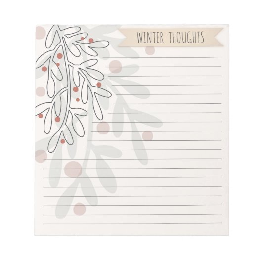 Winter thoughts hand drawn abstract mistletoe notitieblok (Voorkant)