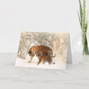 Winter Tigers aangepast wenskaart Kaart