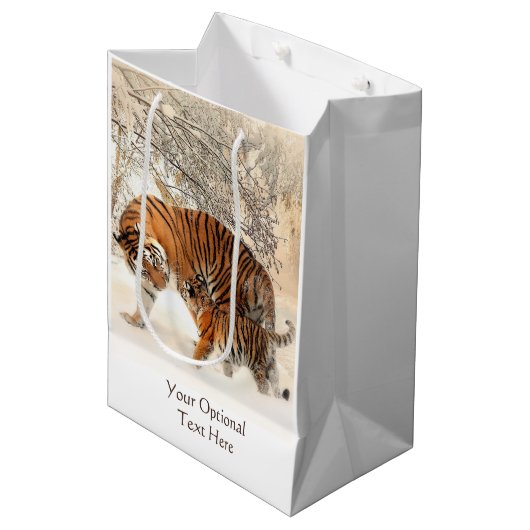 Winter Tigers aangepaste cadeautas (Voorkant Gekanteld)