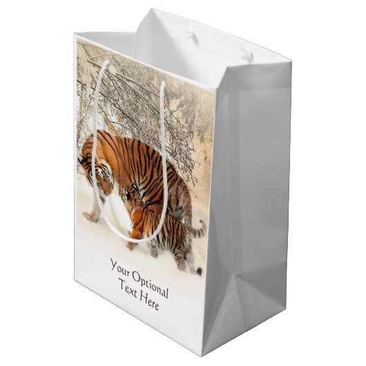 Winter Tigers aangepaste cadeautas (Achterkant Gekanteld)