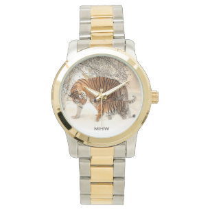 Winter Tigers aangepaste monogram horloges