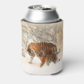 Winter Tigers aangepaste monogram koelbox Blikjeskoeler (Blikje Achterkant)