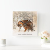 Winter Tigers aangepaste muur klok (Huis)