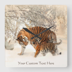 Winter Tigers aangepaste muur klok