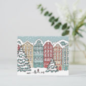 Winter Town Scene Briefkaart (Staand voorkant)
