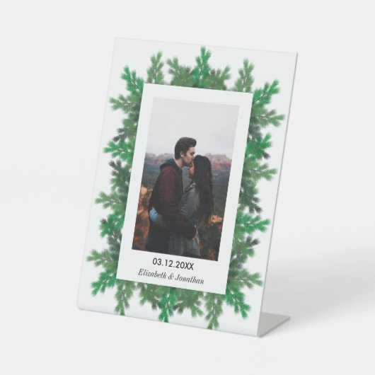 Winter Tree Branches Reclamebord Met Voetstuk (Voorkant)