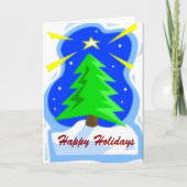 Winter Tree en North Star Custom Greetings Kaart (Voorkant)