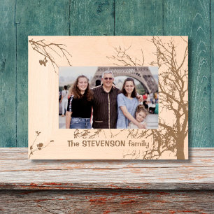 Winter Tree Family Name Laser geëtst Afbeelding Li Gegraveerde Lijstjes