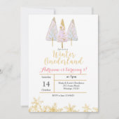 Winter Tree Onederland Birthday Invitation Kaart (Voorkant)