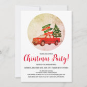 Winter Tree Rode Truck Kerstfeest Kaart (Voorkant)