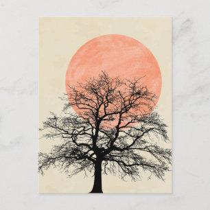 Winter Tree Silhouette Sun Briefkaart