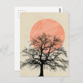 Winter Tree Silhouette Sun Briefkaart (Voorkant / Achterkant)