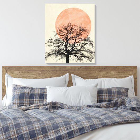 Winter Tree Silhouette Sun Canvas Afdruk (Insitu (Slaapkamer))