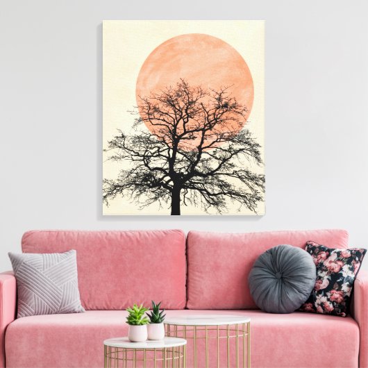 Winter Tree Silhouette Sun Canvas Afdruk (Insitu (Woonkamer))