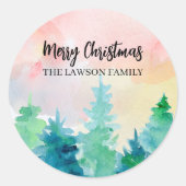 Winter Trees Christmas Holiday  Ronde Sticker (Voorkant)