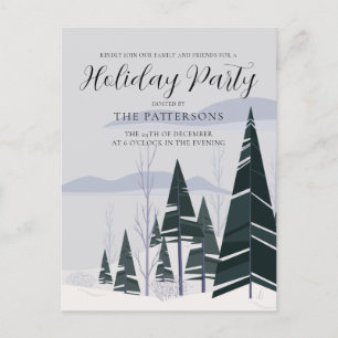 Winter Trees Elegant Green Forest Holiday Party Briefkaart