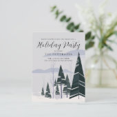 Winter Trees Elegant Green Forest Holiday Party Briefkaart (Staand voorkant)