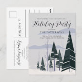 Winter Trees Elegant Green Forest Holiday Party Briefkaart (Voorkant / Achterkant)