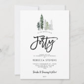 winter trees festive 40th birthday invitation (Devant)