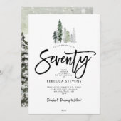 winter trees festive 70th birthday invitation (Devant / Derrière)
