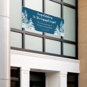 Winter Trees Gefeliciteerd Engagement Party Spandoek (Buitenkant Gebouw)