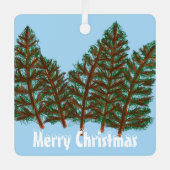 Winter Trees Merry Kerstmis Metalen Ornament (Voorkant)
