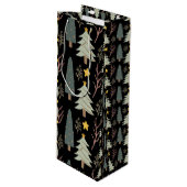 Winter Trees Pattern Holiday Forest Kerstmis Wijn Cadeautas (Voorkant Gekanteld)