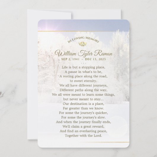 Winter Trees Sympathie Bedankt 5 x 7 Kaart (Achterkant)