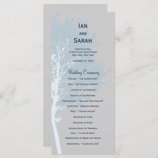 Winter Trees Wedding Programma (Voorkant / Achterkant)