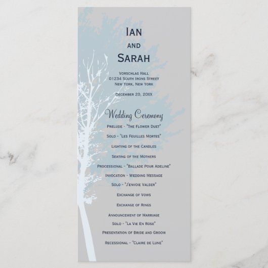 Winter Trees Wedding Programma (Voorkant)