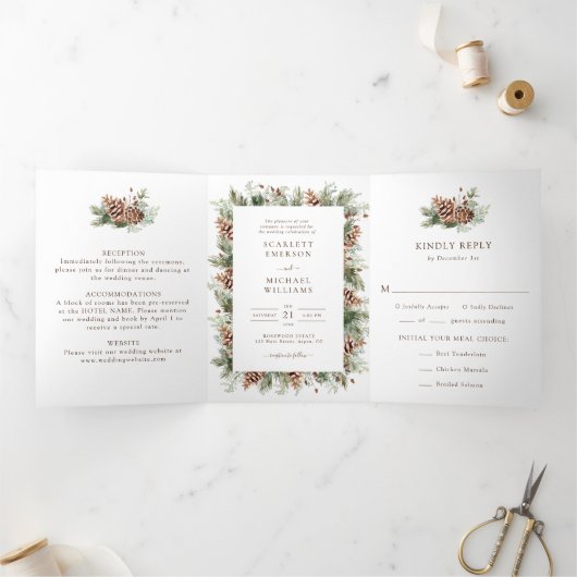 Winter Trifold bruiloft uitnodiging (Binnen)