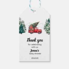 Winter Truck Forest Wonderland Baby shower Bedankt Cadeaulabel