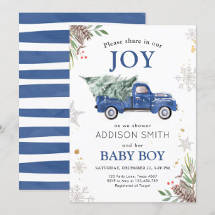 Winter Truck Share Joy Baby shower Koud buiten Kaart