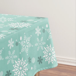 Winter Turquoise-Blauwe Sneeuwvlok Kerstseizoen Tafelkleed