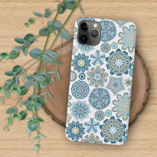 Winter Turquoise Blauwgroen Blue Mandala Art Patte iPhone 13 Pro Max Hoesje