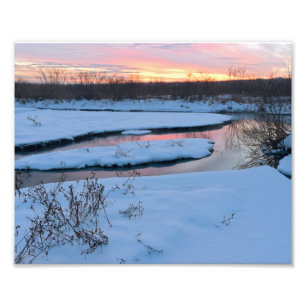 Winter Twilight in het Wildlife Refuge Foto Afdruk