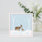 Winter Twin Deers Baby shower Invitation Kaart (Staand voorkant)