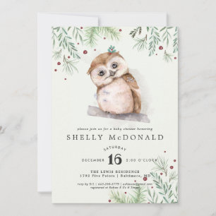 Winter Uil Baby Shower Uitnodiging