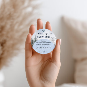 Winter Uil Beer Sneeuwvlok Dank u Baby shower Ronde Sticker